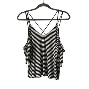 Urban Outfitters | EUC Off Shoulder Short Sleeve Crop Top in Black/White Medium